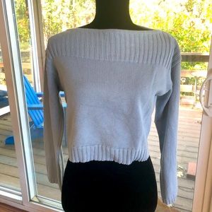 Kowtow light blue cropped cotton boatneck sweater